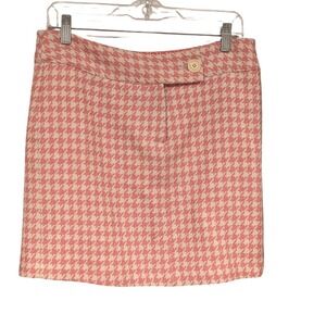 Vineyard Vines Women's Pink Houndstooth‎ Wool Blend Mini Skirt Size 6